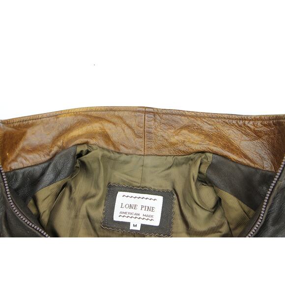 Women's Lone Pine Brown USA Made Full Zip Leather Jacket Coat M - Picture 9 of 12